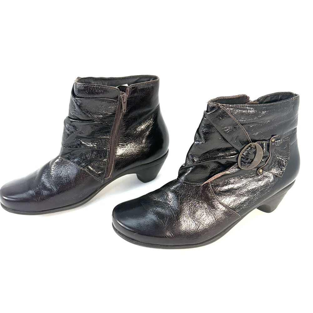 Naot Boot Size 11.5 EU 42 Dark Burgundy Brown Ankle Side Zip Chelsea Slouch